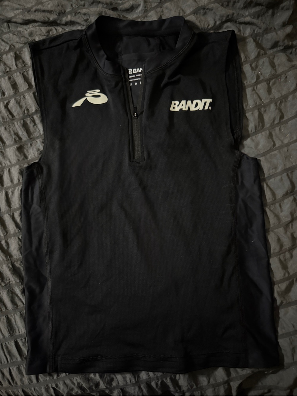 Bandit ARES Distance Sleeveless Quarter Zip Black Men’s M Running Top